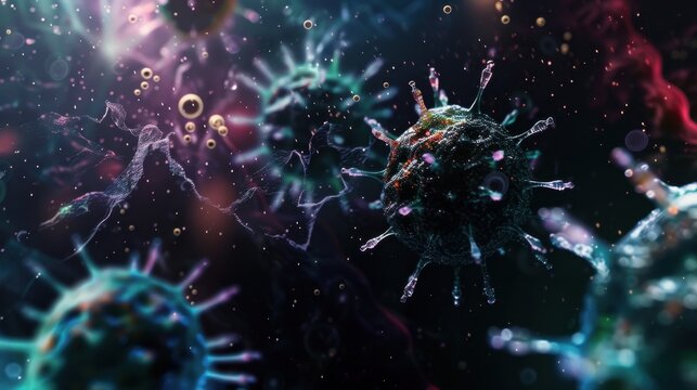 Intricate Visualization of a Virus Structure Under Microscope