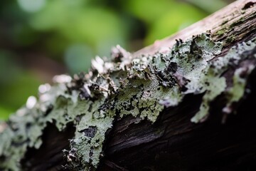 Mould growing on a log in a forest environment Generative AI