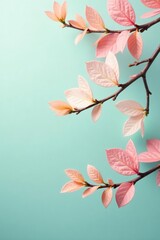 Obraz premium Leafy branches with soft colors against a plain background, flora, vegetation