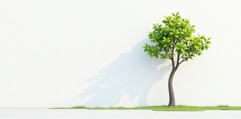 Obraz premium Single tree branch against a plain white wall, clean, modern, minimal