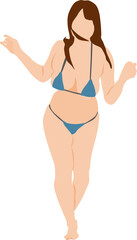 ポーズをとる水着を着た女性のイラスト
