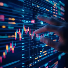 Fototapeta premium Photo of Hand Interacting with Digital Stock Market Graph