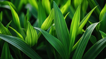 Obraz premium Lush Green Leaves with Textured Patterns and Vibrant Color Contrast