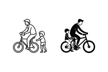 Fototapeta premium Father Son Bicycle Ride, Cycling, Family, Outdoors, Fun, Bonding, Childhood, Activity, 