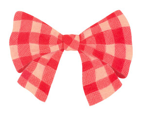 Red checkered bow hand drawn illustration isolated transparent background