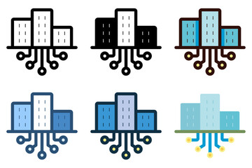 smart tech city building icon vector illustration