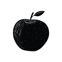 Black and White Apple Illustration, Vintage Style Fruit Drawing