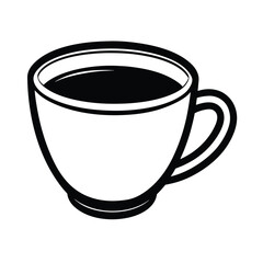 Simple Black and White Coffee Cup Illustration Graphic Design