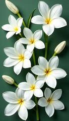 Fototapeta premium Collection of elegant white brier flowers arranged in a symmetrical pattern, Blossoms, Beauty, Minimalistic