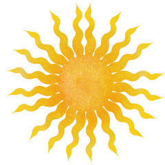 Vibrant Watercolor Sun Illustration Sunny Day, Summer, Bright, Yellow, Design Element