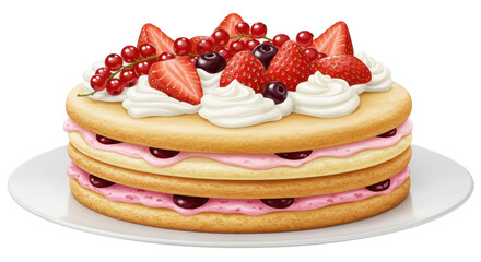 Isolated Layered Cake with Berries