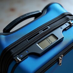 A digital luggage scale with an ergonomic design and LCD screen. Generative AI
