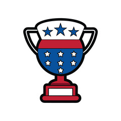 Vector art illustration of a trophy cup icon filled with the American flag.eps