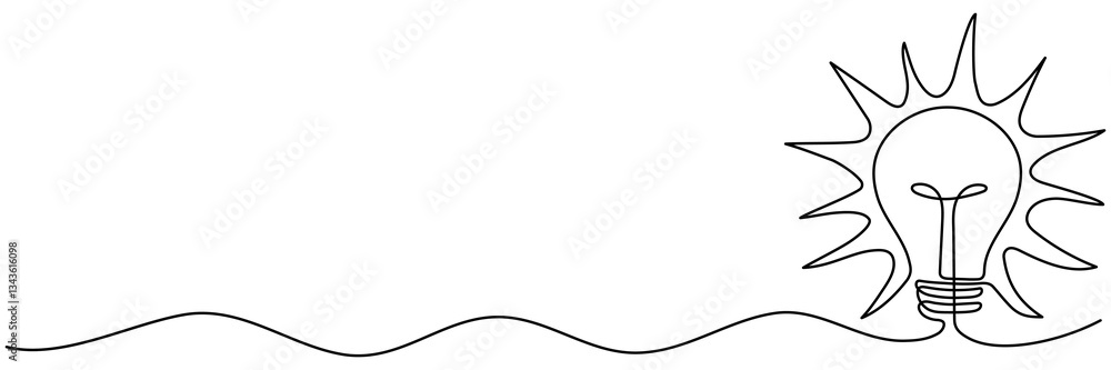 Aufkleber lightbulb continuous line drawing. electric lamp. brainstorm linear symbol. creative idea concept. v