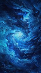 Obraz premium A mesmerizing swirl of deep blues and cosmic patterns, evoking the beauty of galaxies and the vastness of the universe.