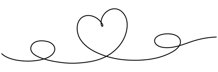Heart shape continuous line drawing. Love linear symbol. Vector illustration isolated on white.