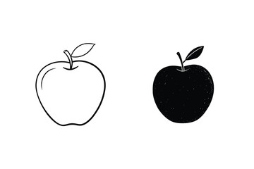 Apple Icons Outline, Filled, Fruit, Graphic, Design, Vector, Illustration, Simple, Clean, Minimalist