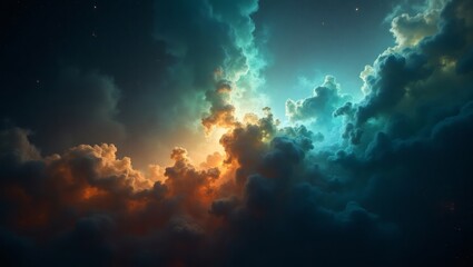 Fototapeta premium a vibrant and dreamy skyscape of clouds with a stunning interplay of light and colors