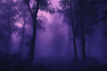 Fototapeta premium Mystical foggy forest. Fantasy foggy landscape with trees