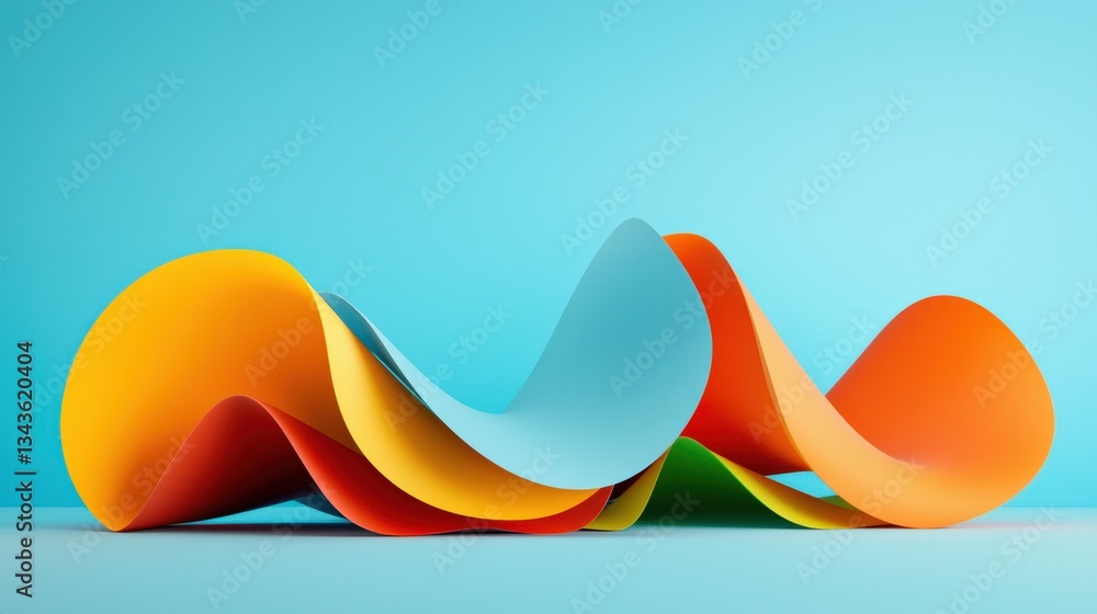 Poster abstract shapes merging to create a digital art piece.