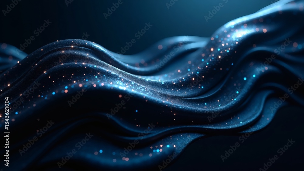 Poster A mesmerizing display of swirling, glowing waves, creating a captivating visual experience. The image features dynamic and flowing forms enhanced by radiant particles.