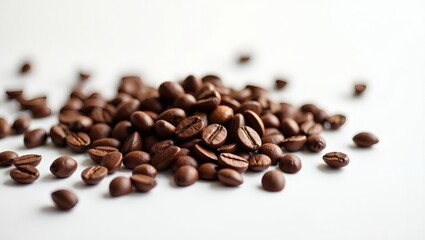 Obraz premium A pile of roasted coffee beans, ready to be brewed