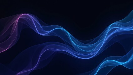 abstract flowing light wave of blue and purple colors, with dynamic movement against a dark backdrop