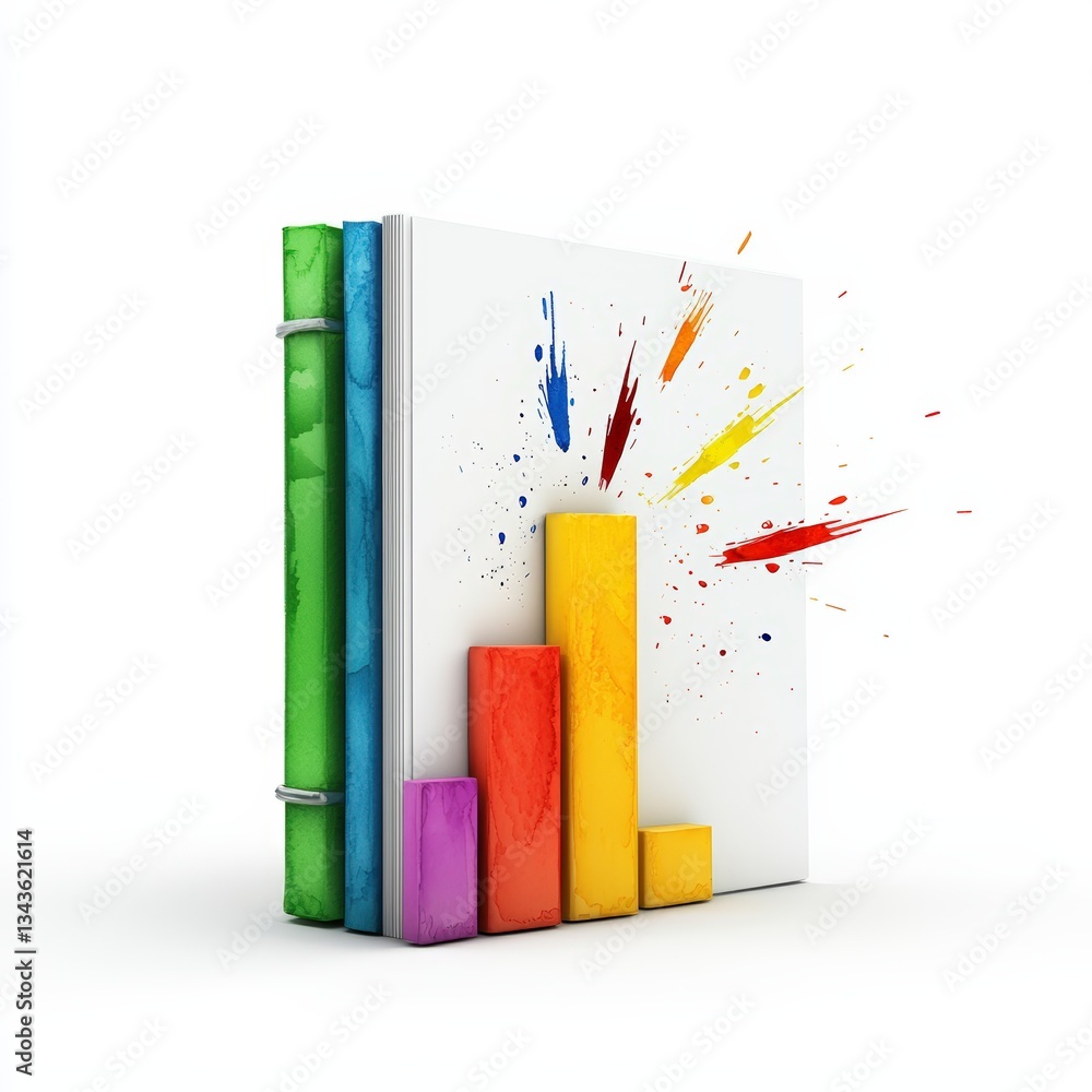 Poster colorful organized folders with a creative graph design showcasing data visualization and vibrant ar