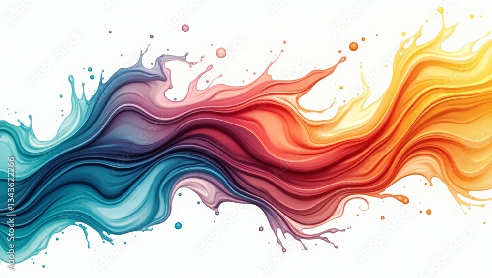 Poster a vibrant splash of colorful liquid art, an explosion of colors, with dynamic fluid movement and ble