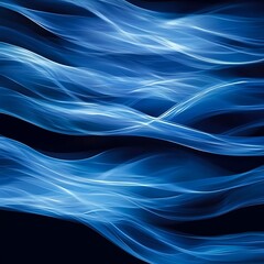 Obraz premium Abstract Blue Swirling Design Elegant Flowing Lines on Black Background.