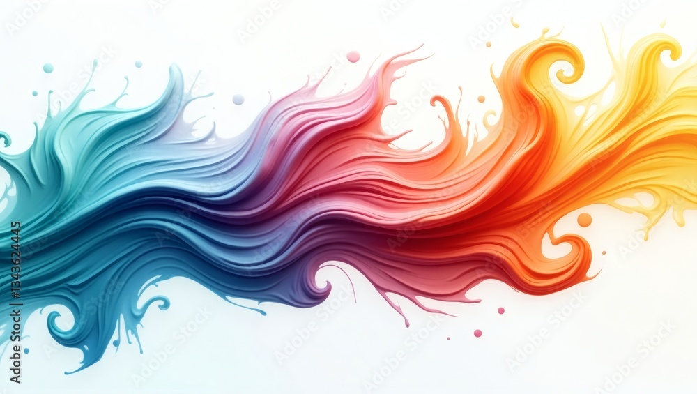 Poster a colorful, abstract wavy design with a gradient effect, representing creativity, energy and movemen