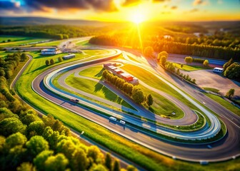 Aerial Drone View of Race Track with Bokeh Effect - Stunning Motorsports Photography