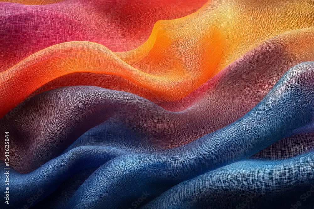 Aufkleber colorful fabric waves create a stunning visual texture and depth in a vibrant arrangement evoking ar