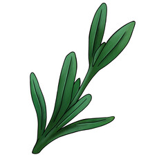 Vibrant Green Sprig Illustration Nature's Freshness in Digital Art