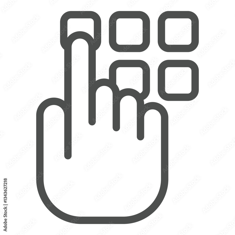 Aufkleber typing pin code line icon, data protection concept. vector graphics. hand pointer with buttons sign 