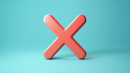 Fototapeta premium 3D cartoon negative cross mark icon, signaling an error or mistake.