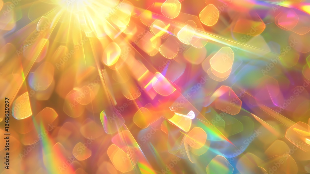 Poster a colorful abstract background with blurry lights and a rainbow effect.