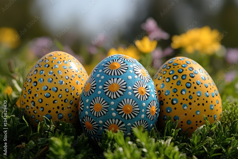 Poster an easter-themed chaos scene with a colorful vase and open umbrella set against a spring backdrop.