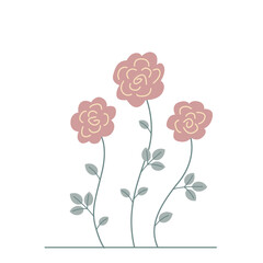 Simple blooming flowers isolated on white. Stylized abstract cartoon roses.