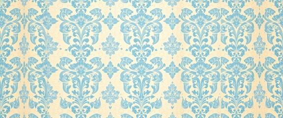 Elegant light blue and white damask pattern on seamless vintage background, texture, wallpaper pattern