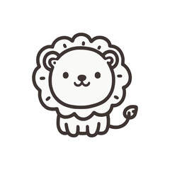 Obraz premium Outline vector image of a cute cartoon lion on a transparent background