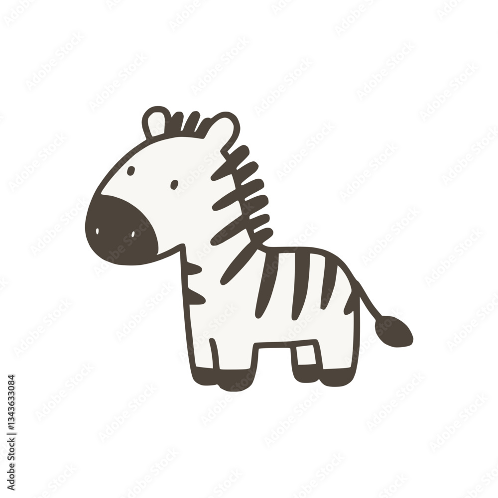 Poster outline vector image of a cute zebra on a transparent background