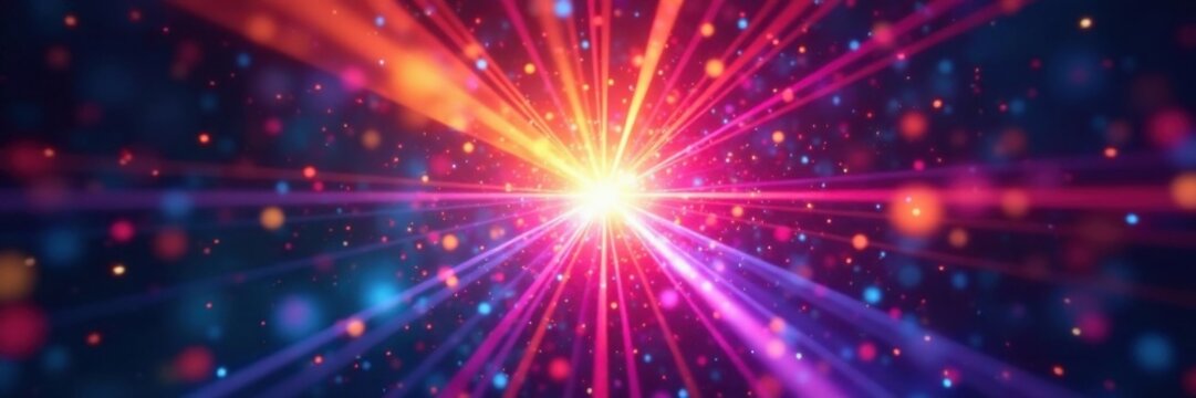 Geometric burst of multicolored light radiating from a central point, pyrotechnic, geometric, explosive