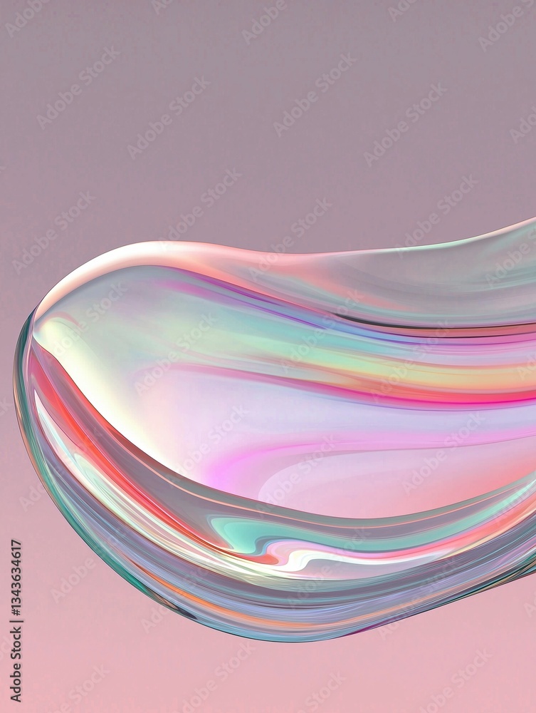 Poster abstract digital art piece that appears to be a wave-like shape. the wave is made up of multiple lay