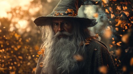 Enchanting Wizard in a Wild Fantasy Nature Setting