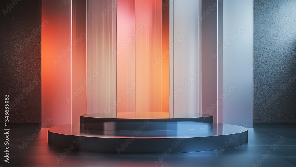 Aufkleber 3d rendered translucent stage with soft gradient hues for clear displays.
