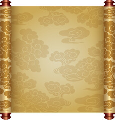 Ancient Chinese Traditional Scroll, Elegant Oriental Banner with Classic Patterns, suitable for various Oriental and Chinese-style designs, as well as festivals and celebrations.
