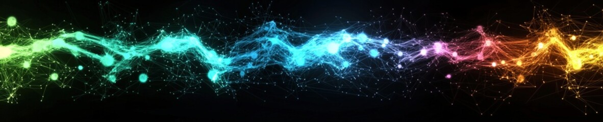 Digital connections visualized through colorful light paths.