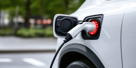 Electric Vehicle Charging Interface with Energy Symbol and Light
