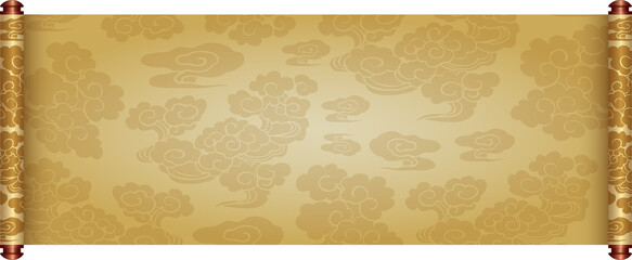 Ancient Chinese Traditional Scroll, Elegant Oriental Banner with Classic Patterns, suitable for various Oriental and Chinese-style designs, as well as festivals and celebrations.